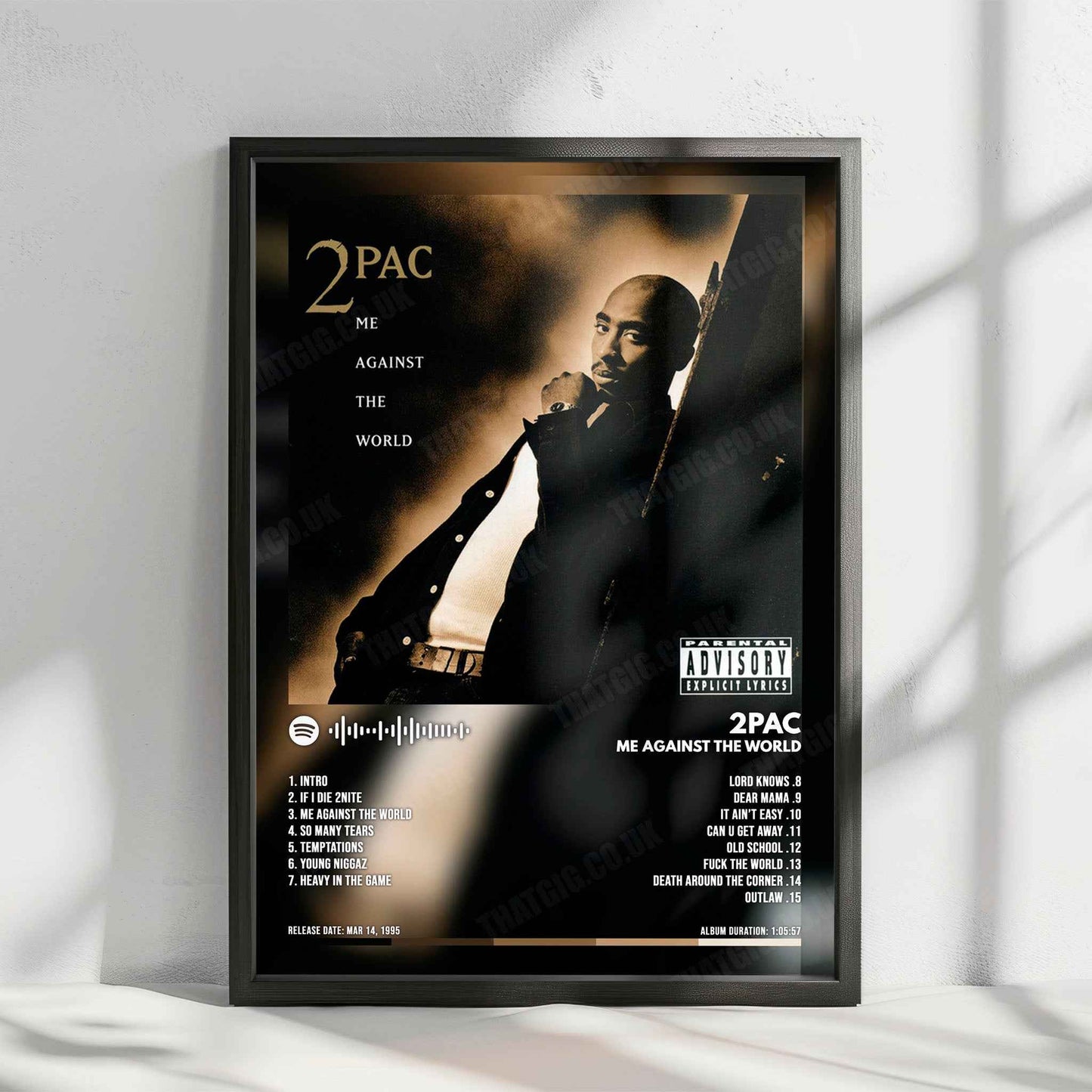 2Pac "Me Against the World" Album Cover Poster - with Complete Tracklist