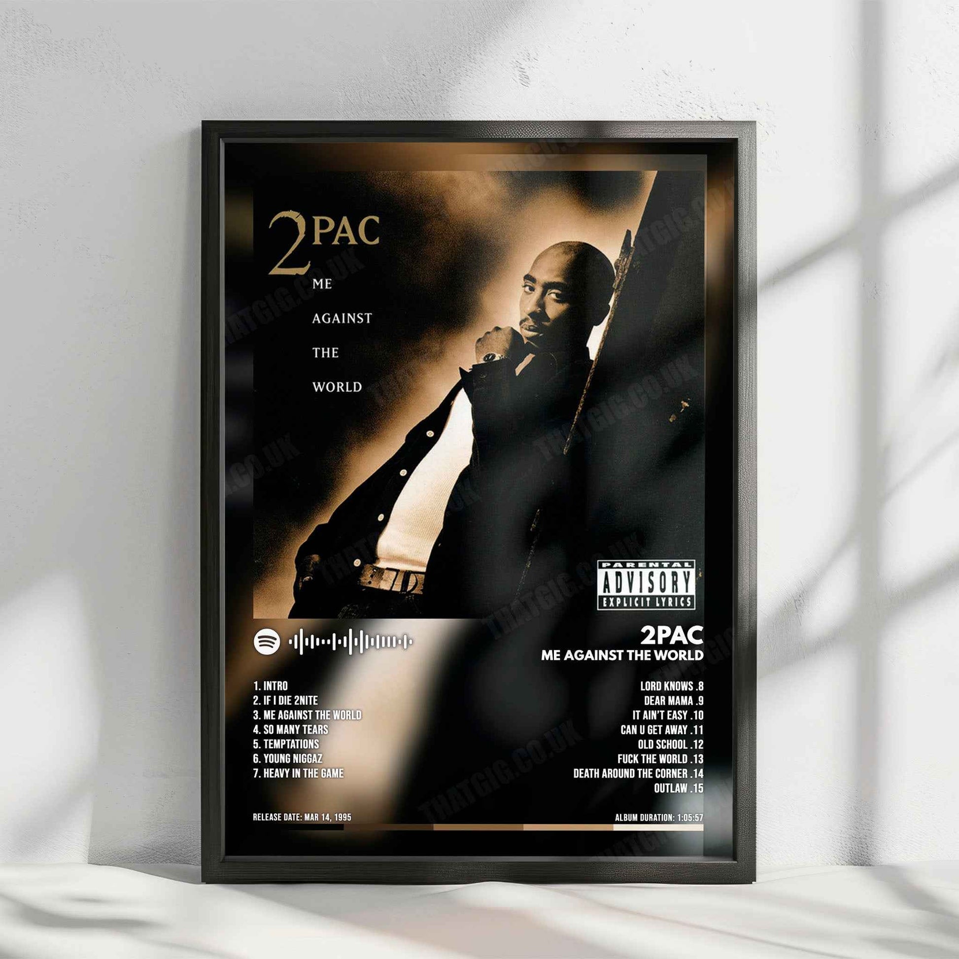 2Pac "Me Against the World" Album Cover Poster - with Complete Tracklist