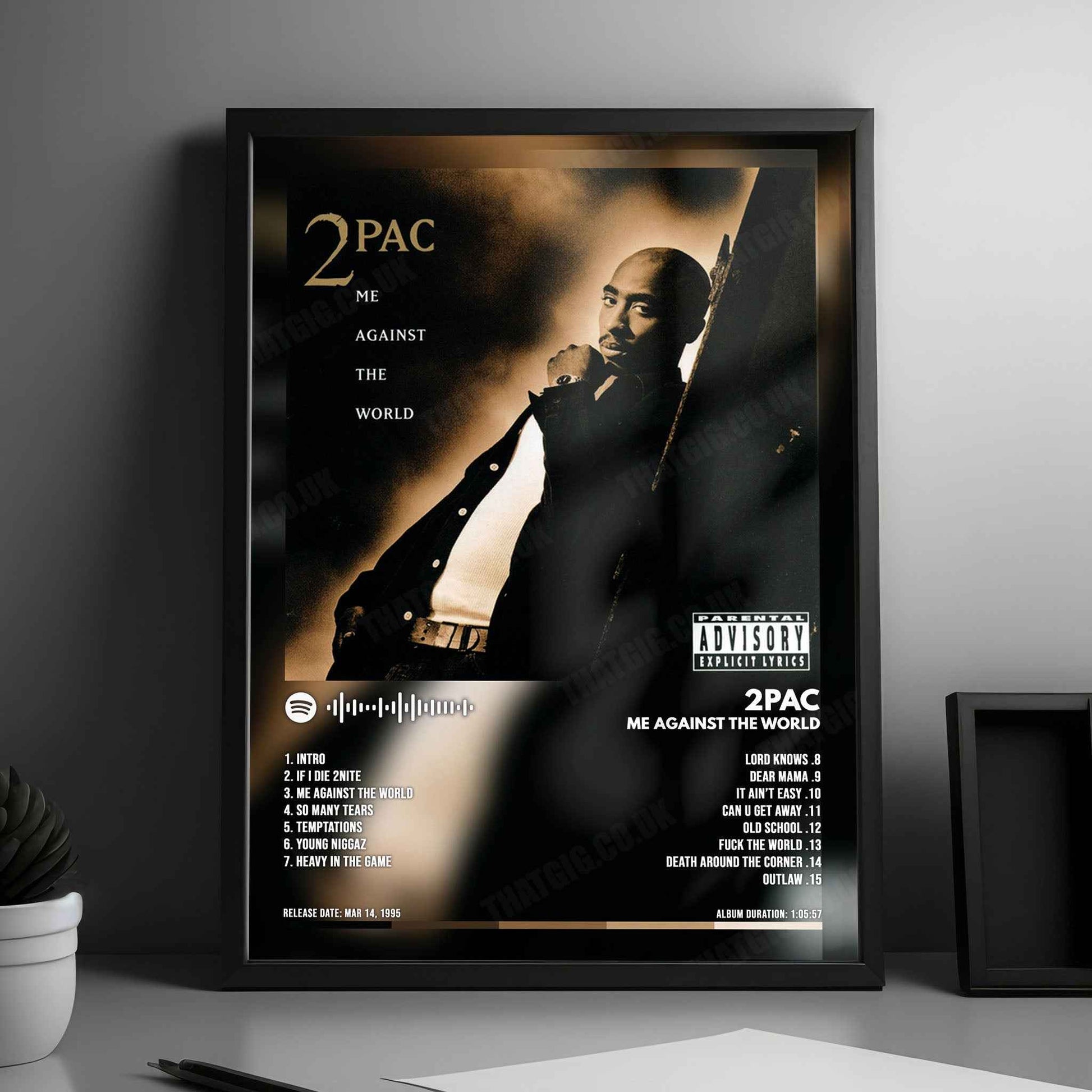 2Pac "Me Against the World" Album Cover Poster - with Complete Tracklist