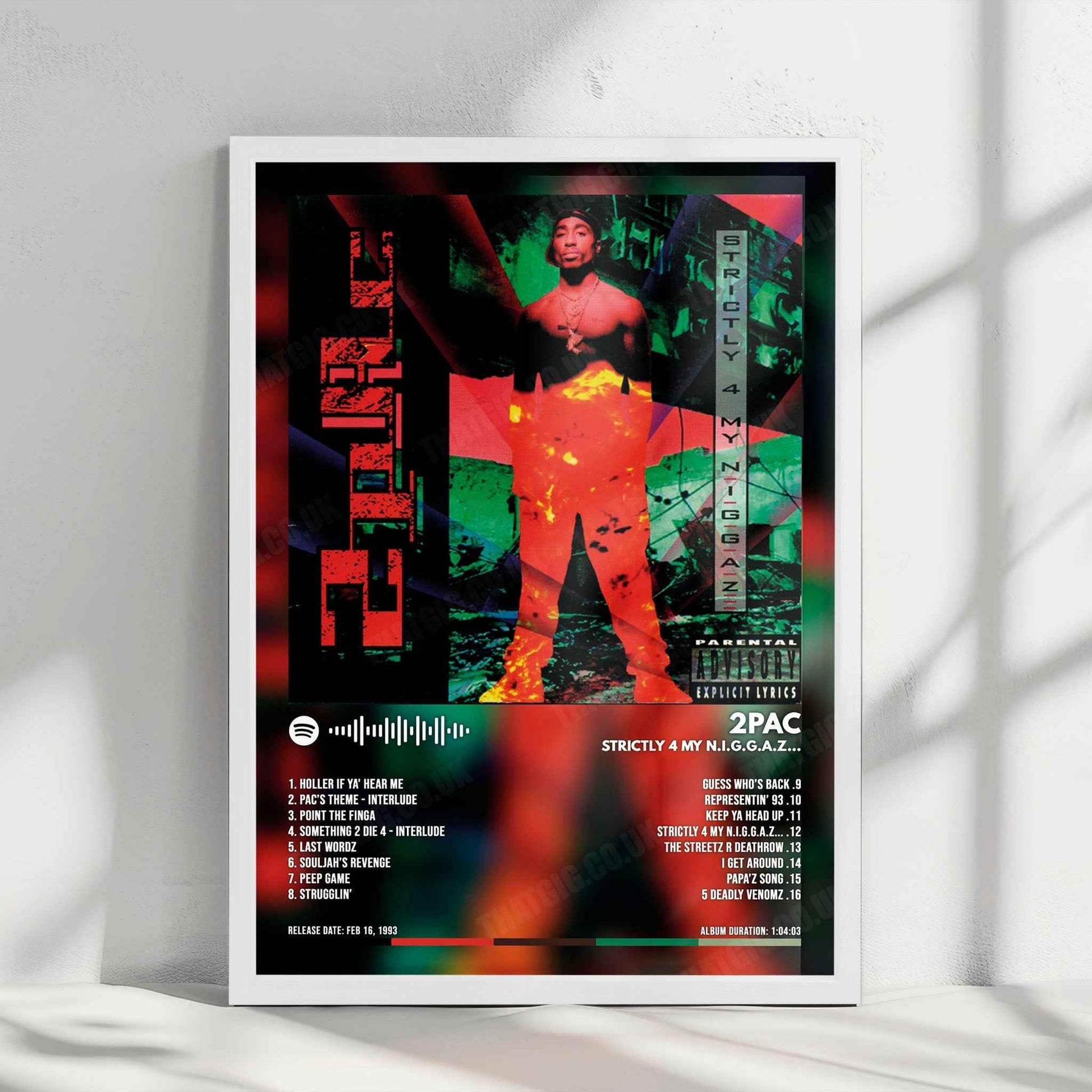 2Pac "Strictly 4 My N.I.G.G.A.Z." Album Cover Poster - with Complete Tracklist