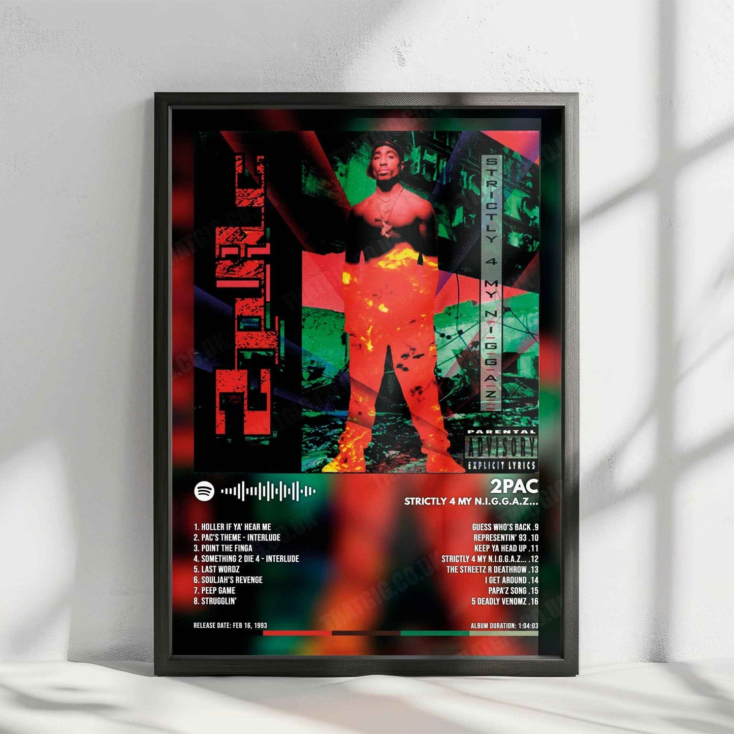 2Pac "Strictly 4 My N.I.G.G.A.Z." Album Cover Poster - with Complete Tracklist