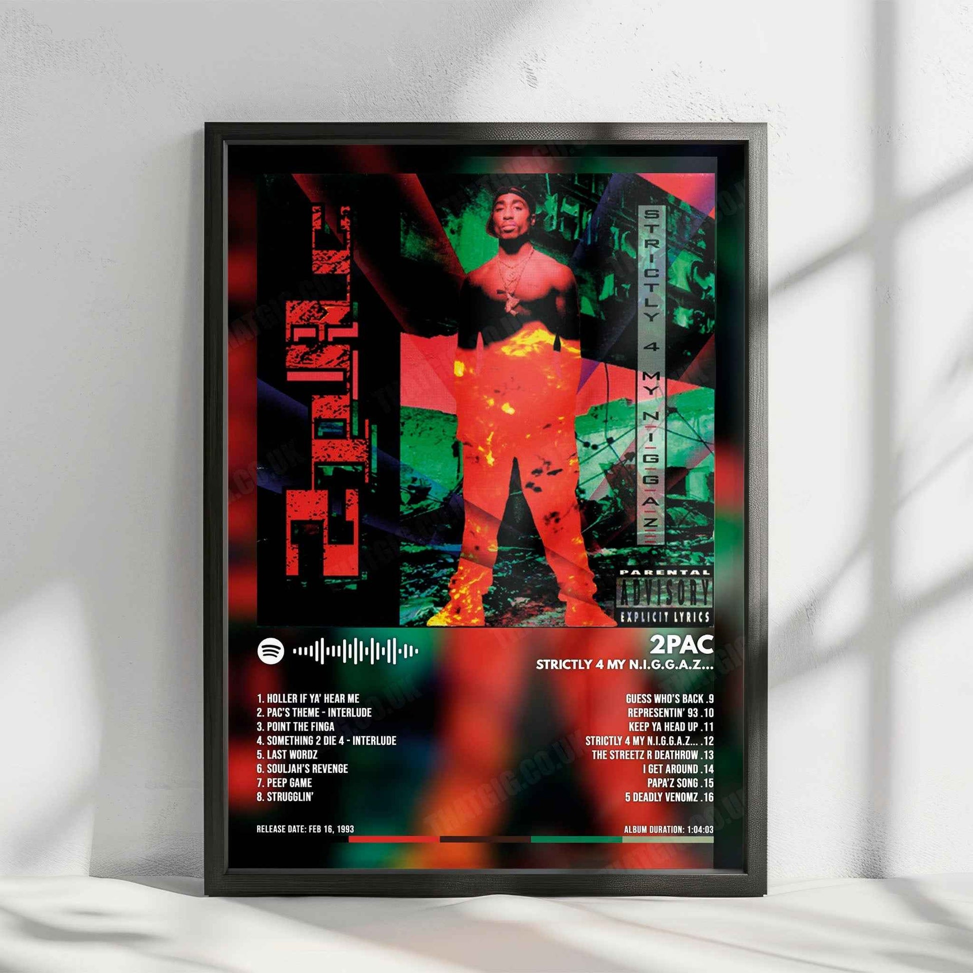 2Pac "Strictly 4 My N.I.G.G.A.Z." Album Cover Poster - with Complete Tracklist