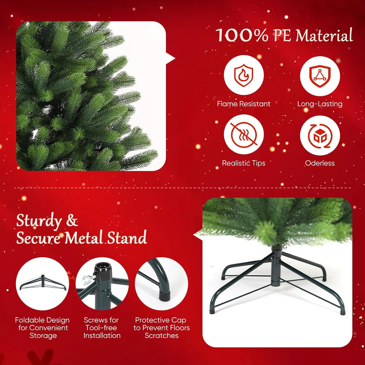 Artificial Christmas Tree 7ft 210cm Full Bushy 100% PE Tips SALCAR