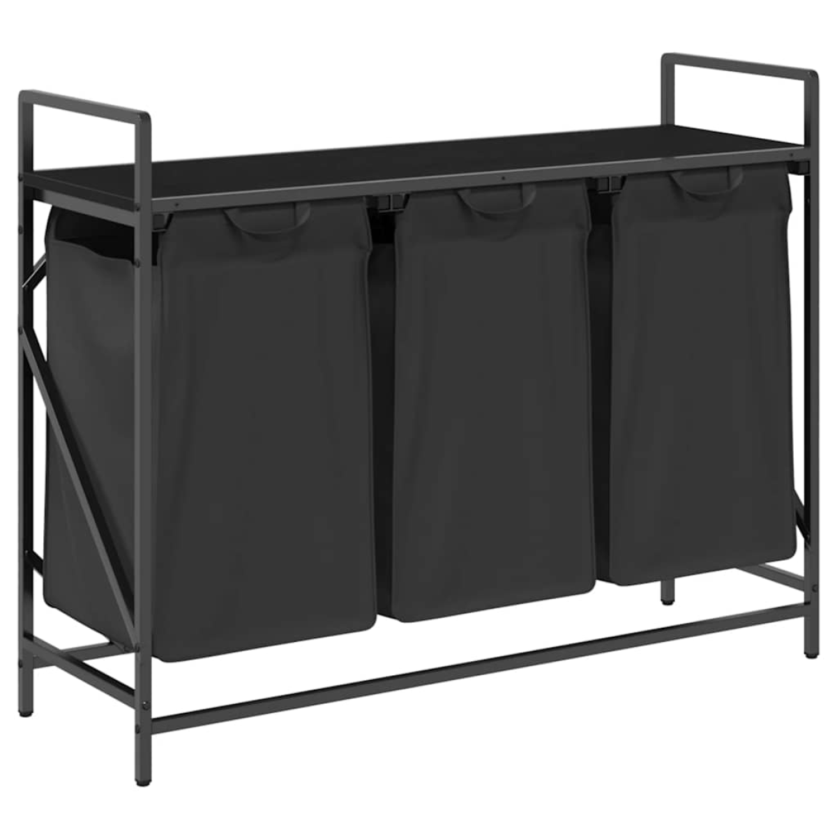 vidaXL Laundry Basket 3 Compartments with Shelf Black Oak