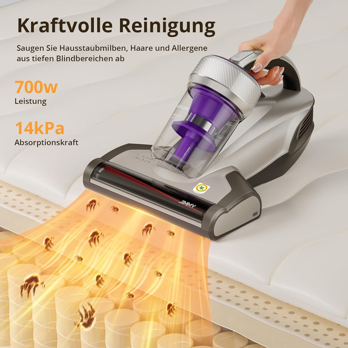 JIMMY JV35 Mattress Vacuum Cleaner 700W Anti Dust Mite UV Light Handheld 14KPa