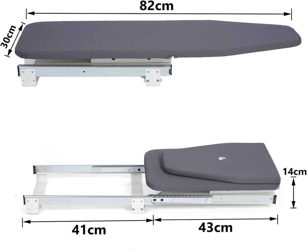 Folding Ironing Board 180 Rotatable Pull Out Space Saving 82x30cm Nisorpa