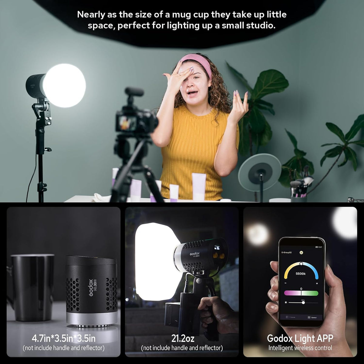 Godox ML30Bi 40W Bi-Color LED Video Light 2800-6500K FX Effects APP & Silent Mode