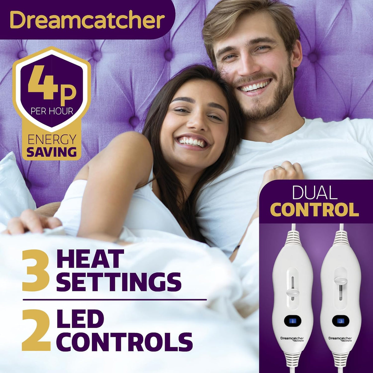 Double Electric Blanket 193x137cm Soft Polyester Fitted Underblanket Dreamcatcher