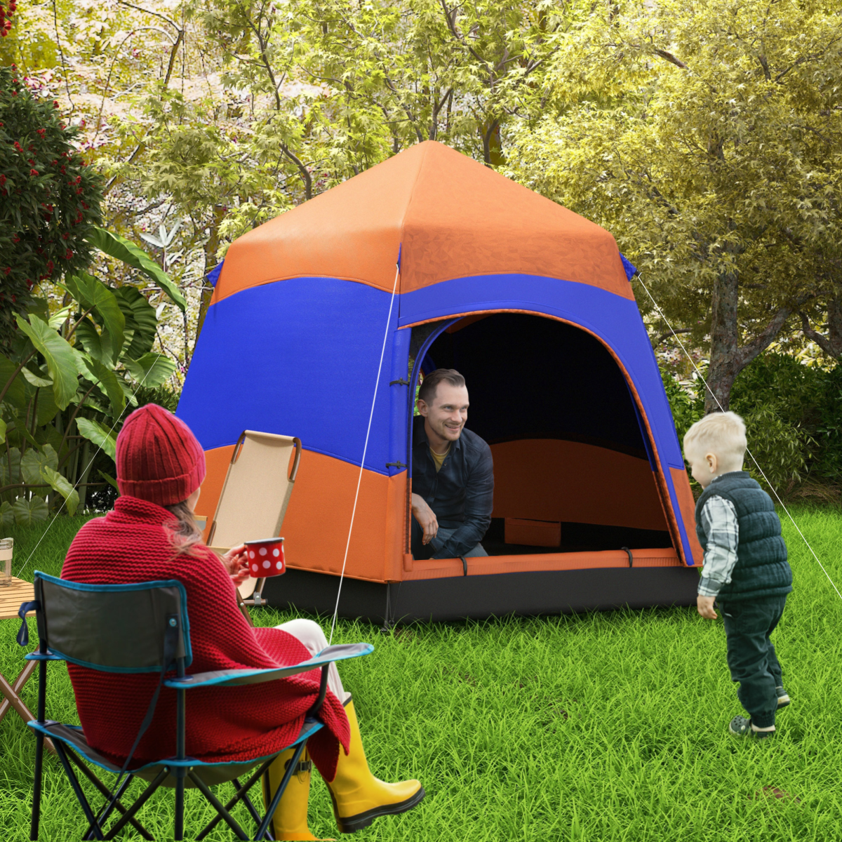 4 Person Pop Up Tent Camping Festival Hiking Shelter Family Portable Outsunny
