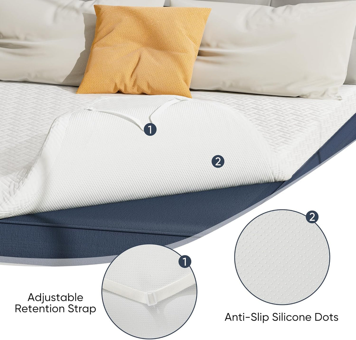 Memory Foam Mattress Topper Double 3 Inch Cooling Washable Hawthyhome