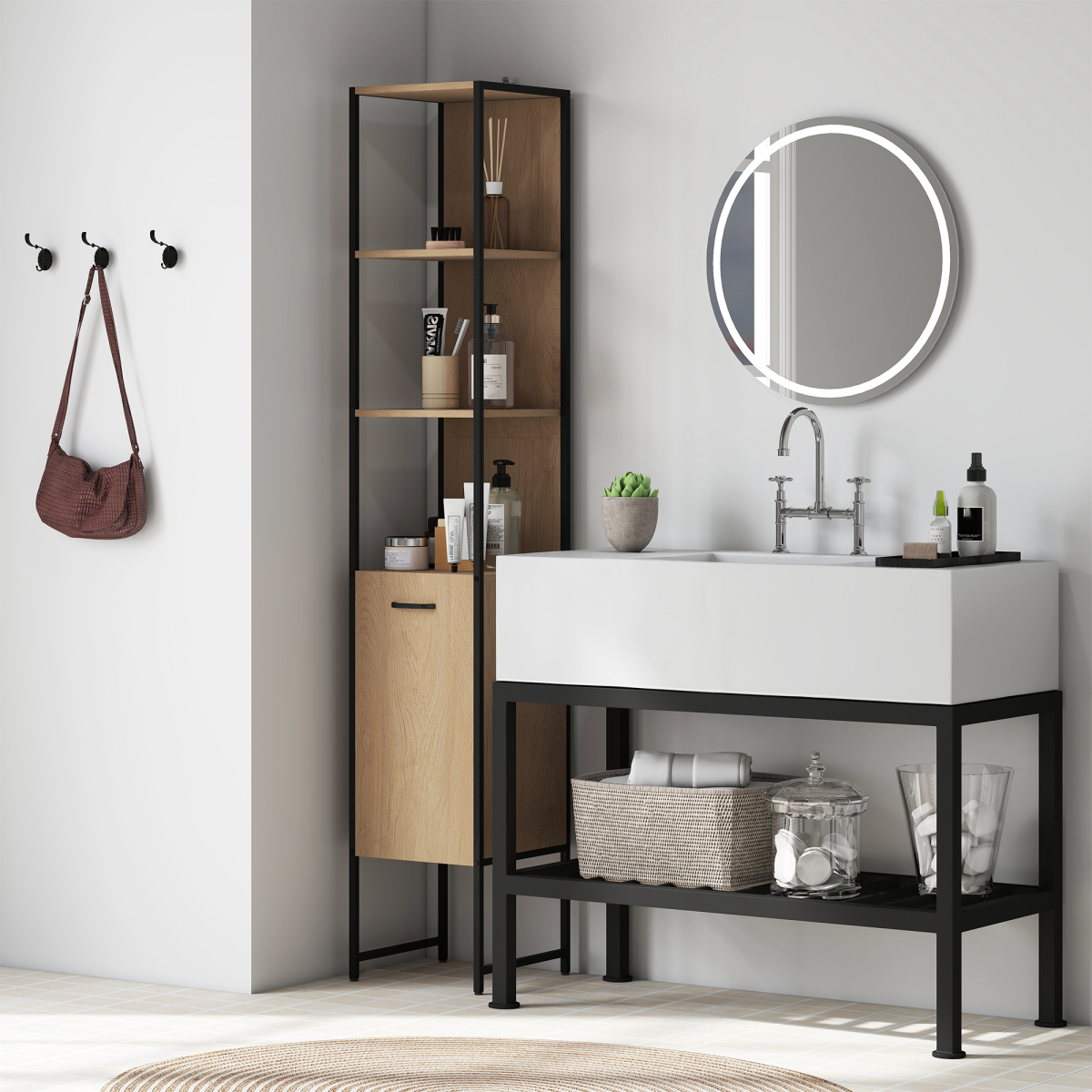 Bathroom Storage Cabinet-White