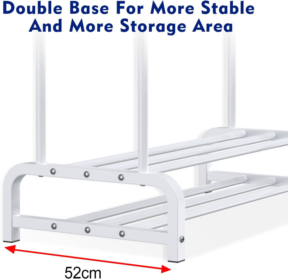 LOEFME 2-Tier Clothes Rail – Double Metal Garment Rack, White