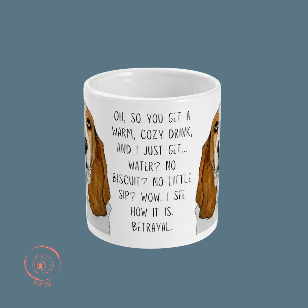 Basset Hound Betrayal Mug – Where’s My Biscuit?