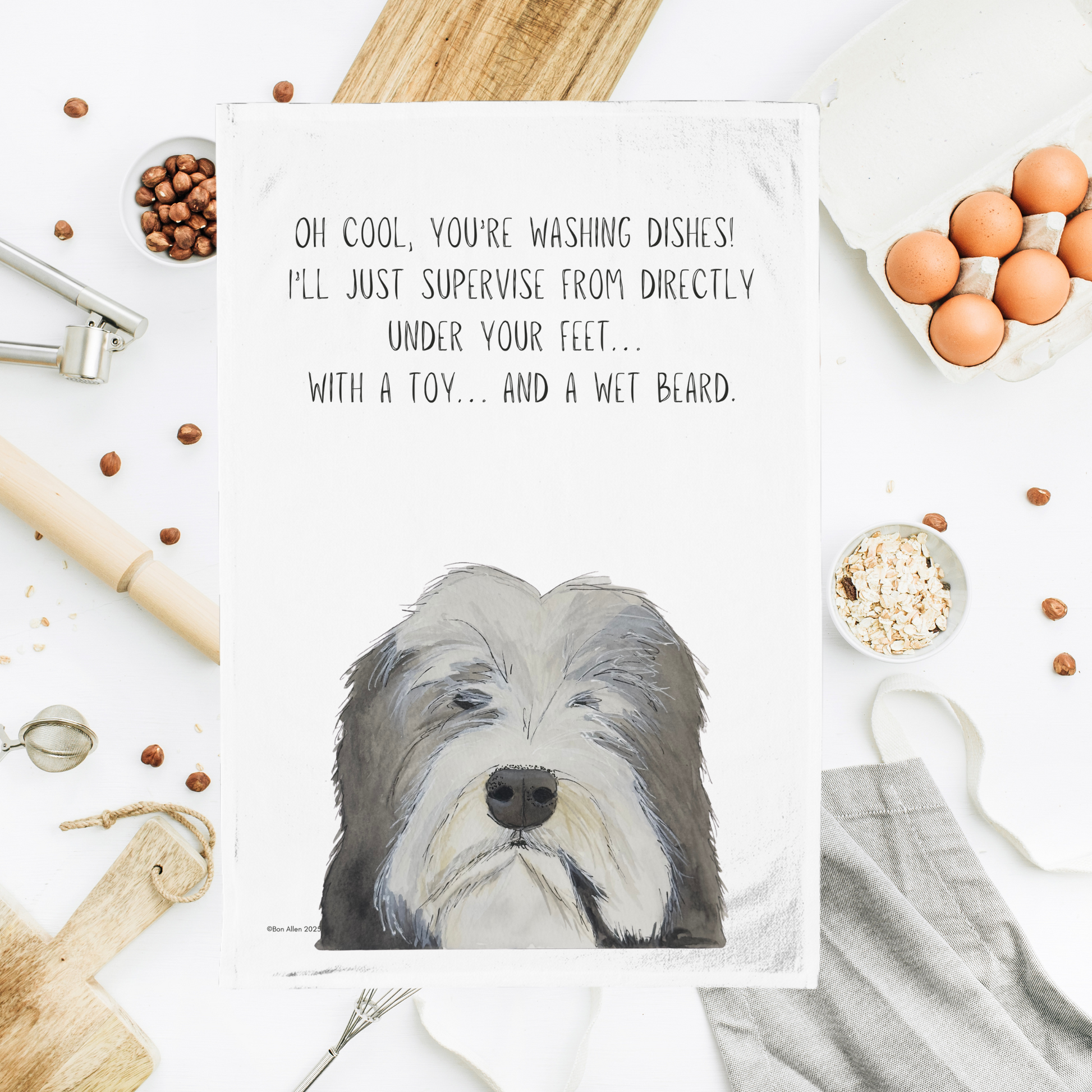 Beardie Chaos Tea Towel – When Hair Meets Hilarity in the Kitchen!
