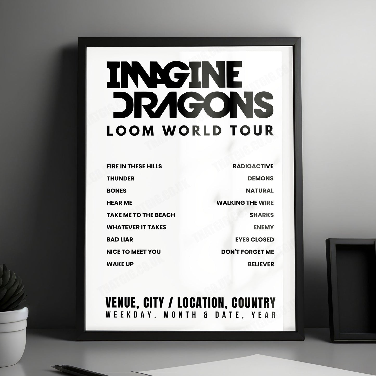 Imagine Dragons Setlist Poster - Veterans United Home Loans Amphitheater at Virginia Beach, Virginia Beach - August 26th, 2024