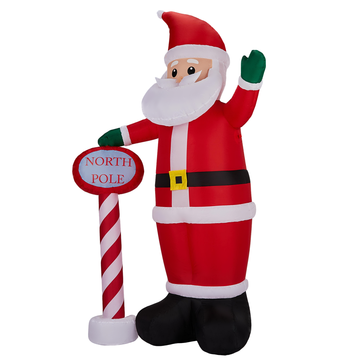 2.45M Lighted Christmas Inflatable Decoration, Inflatable Santa with North Pole Road Sign, Funny Blow Up Yard Decorations with Built-in LED Lights for Holiday Party Front Yard Lawn Garden Decor