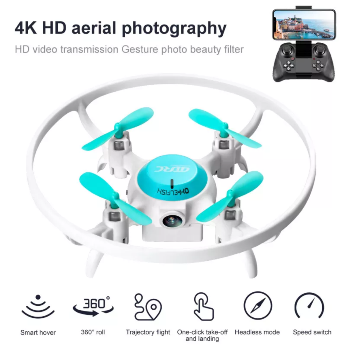 4DRC V5 Kids and Beginners Mini RC Drone V5 RC Quadcopter with 1080P HD Wide Angle Camera,Drones suitable for children and beginners,Logistics is randomly sent by Evri/Royal Mail/DPD.