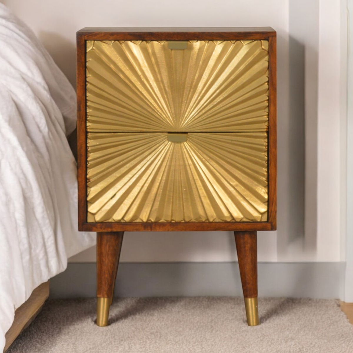 Artisan Furniture Solid Wood Manila Gold Bedside
