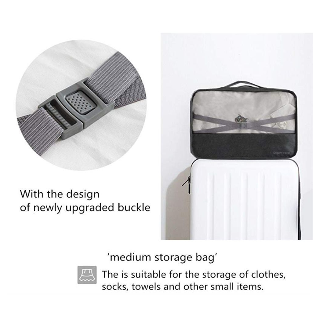 7pcs Packing Cubes Luggage Storage Organiser Travel Compression Suitcase Bags
