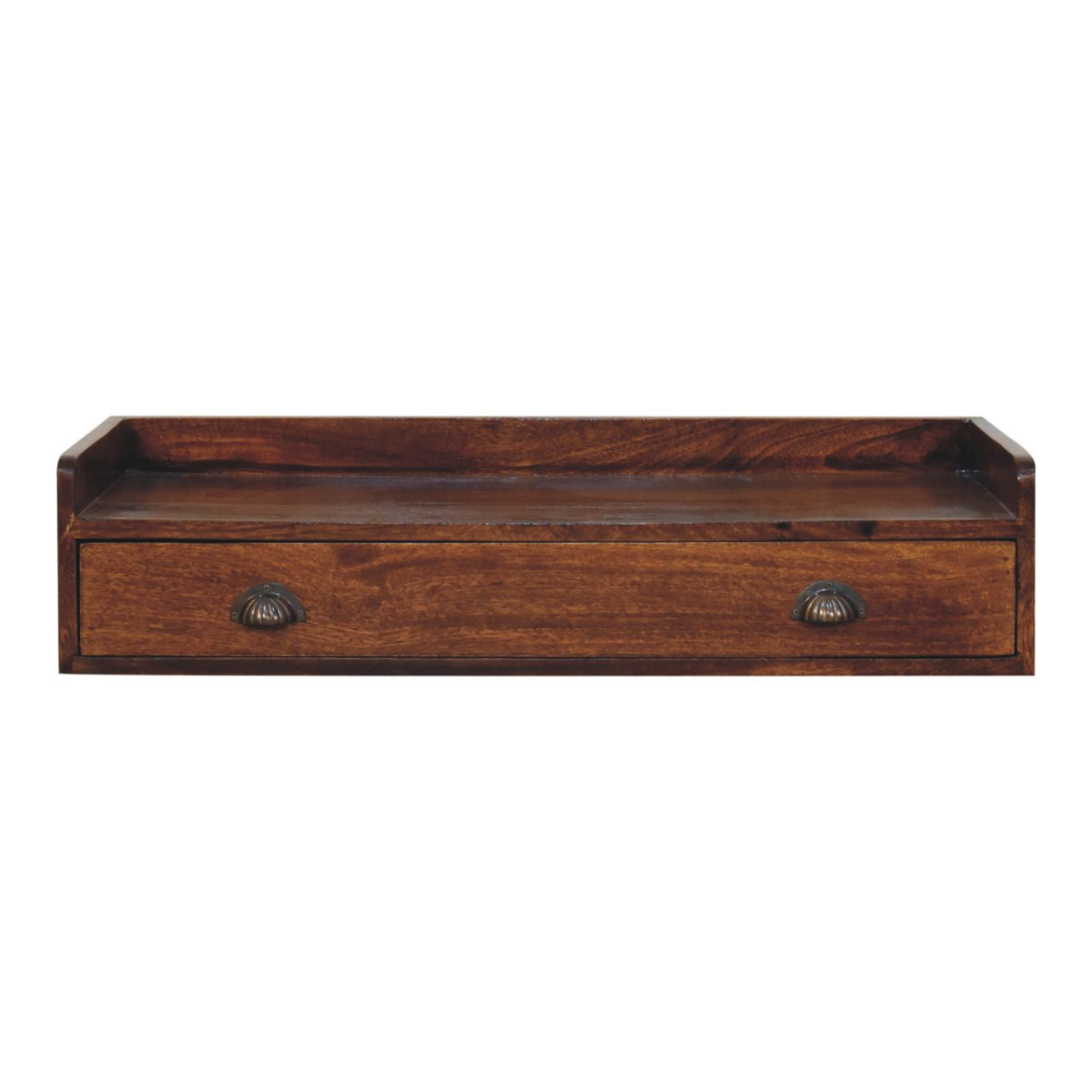 Artisan Furniture Solid Wood Belmont Wall-Mounted Console Shelf, 1 Drawer, Dark Brown