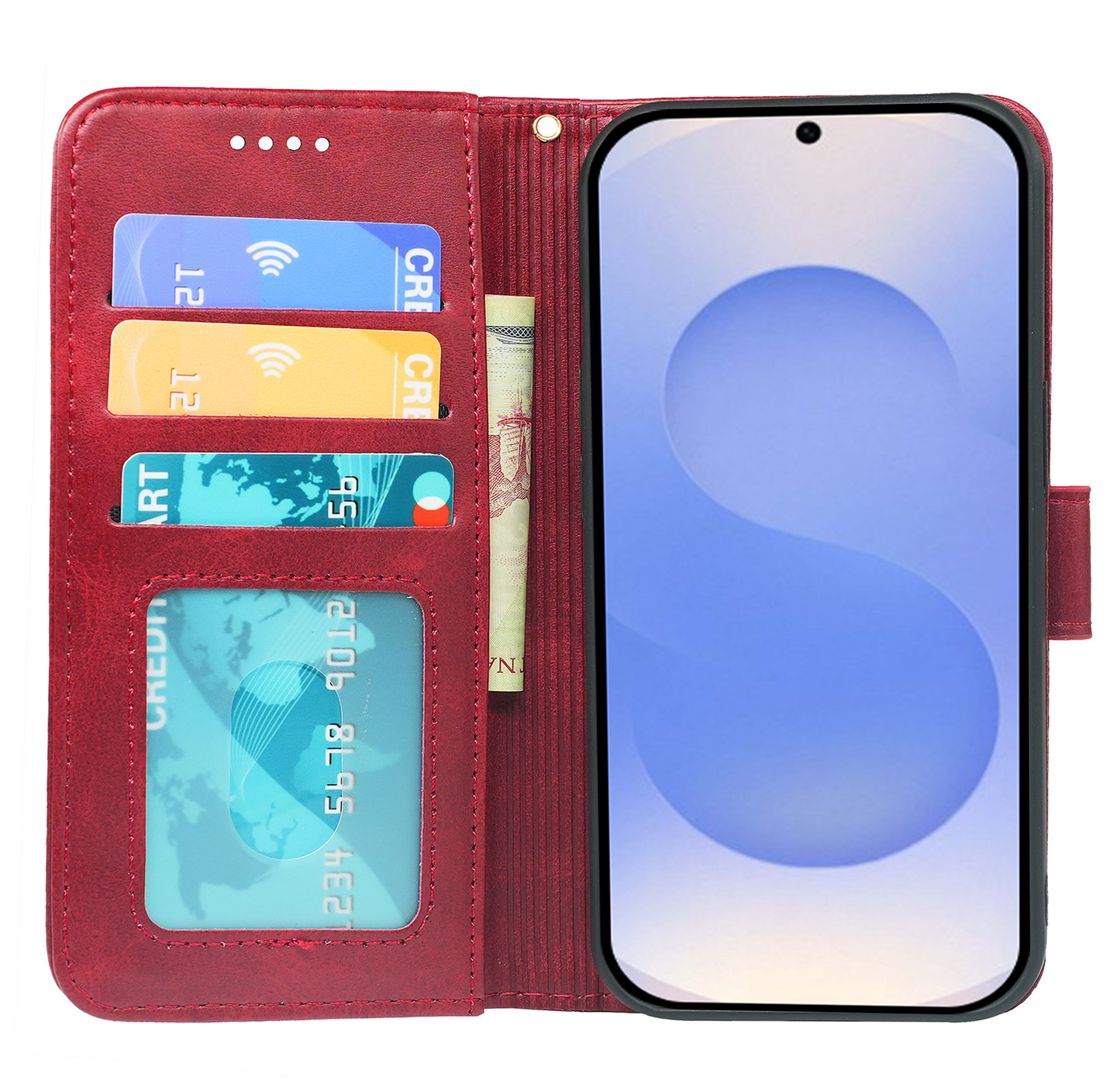 Samsung Galaxy S25 Series Book Flip Case Leather Wallet
