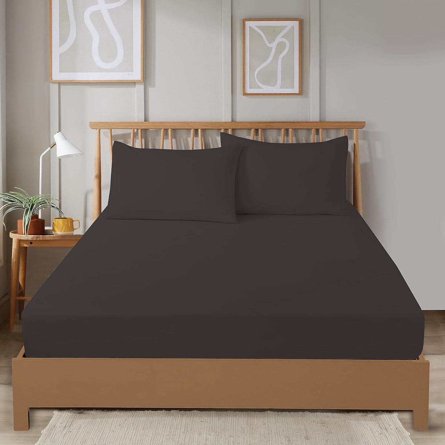 OLIVIA ROCCO Fitted Sheets Plain Dye Super Soft Easy Care Bed Linen Sets Easy-Care Hotel-Quality Comfort