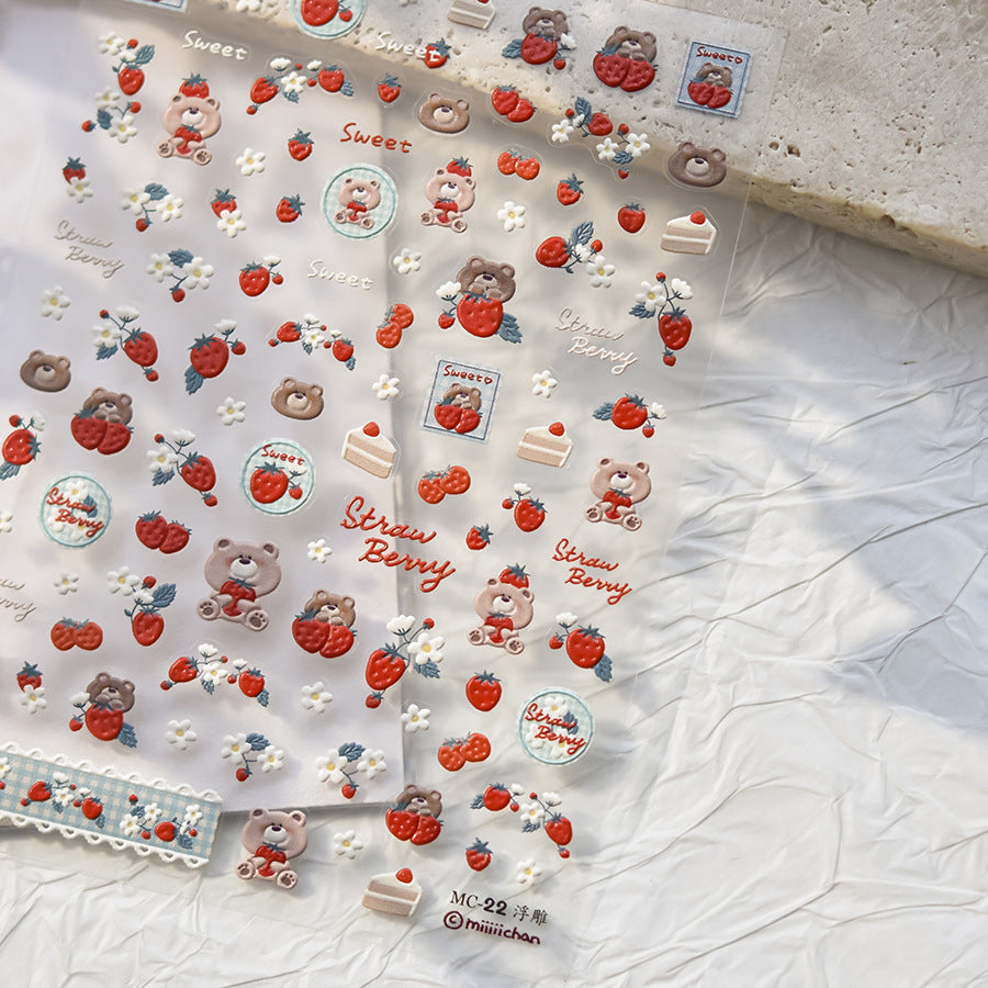 Hello Claws | Strawberry Bear 5D Nail Deco Sticker