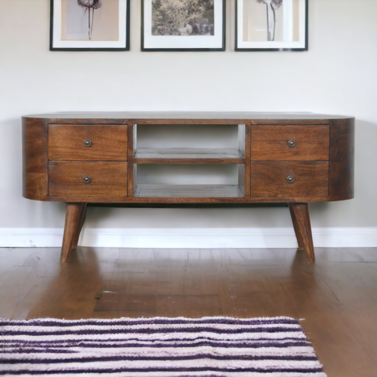 Artisan Furniture Solid Wood Chestnut Rounded Entertainment Unit