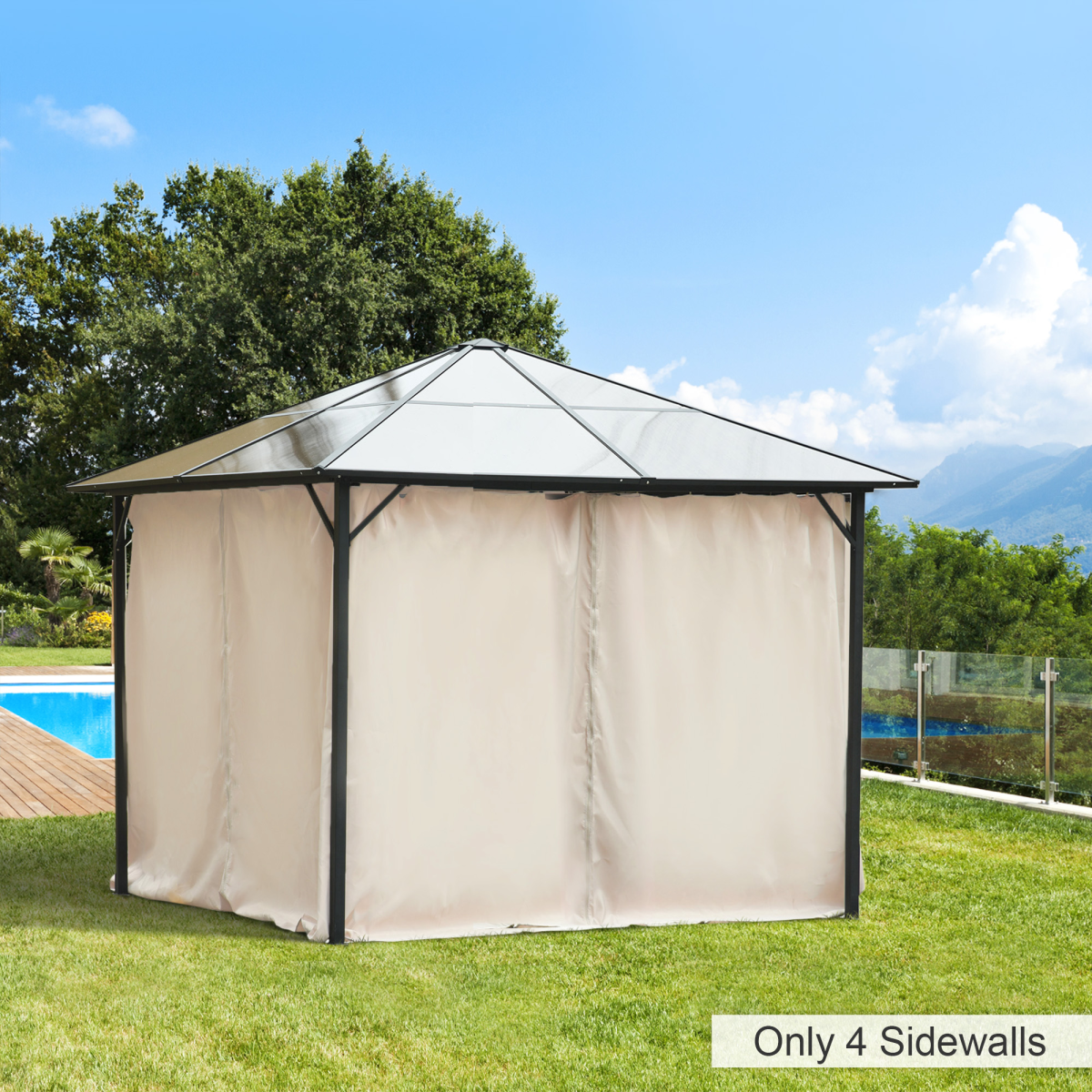 3 x 3(m) Universal Gazebo Replacement Sidewall Set w/ 4 Panels, Beige Outsunny