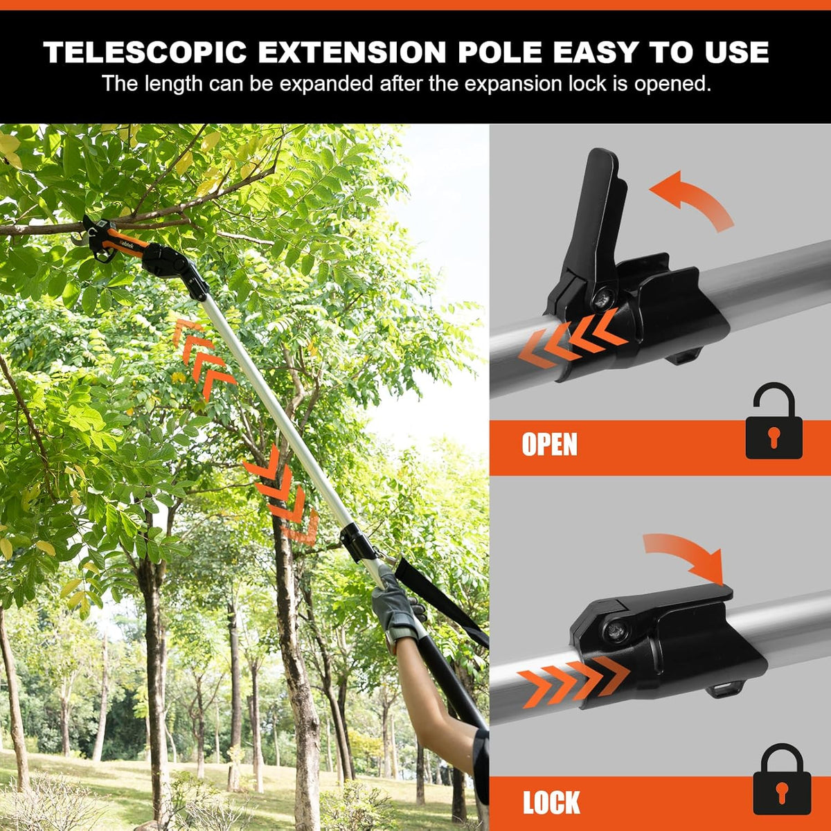 Kebtek Telescopic Extension Pole 1.7–2.4M – Fits KT940, KT933, KTE-35, Pole Only