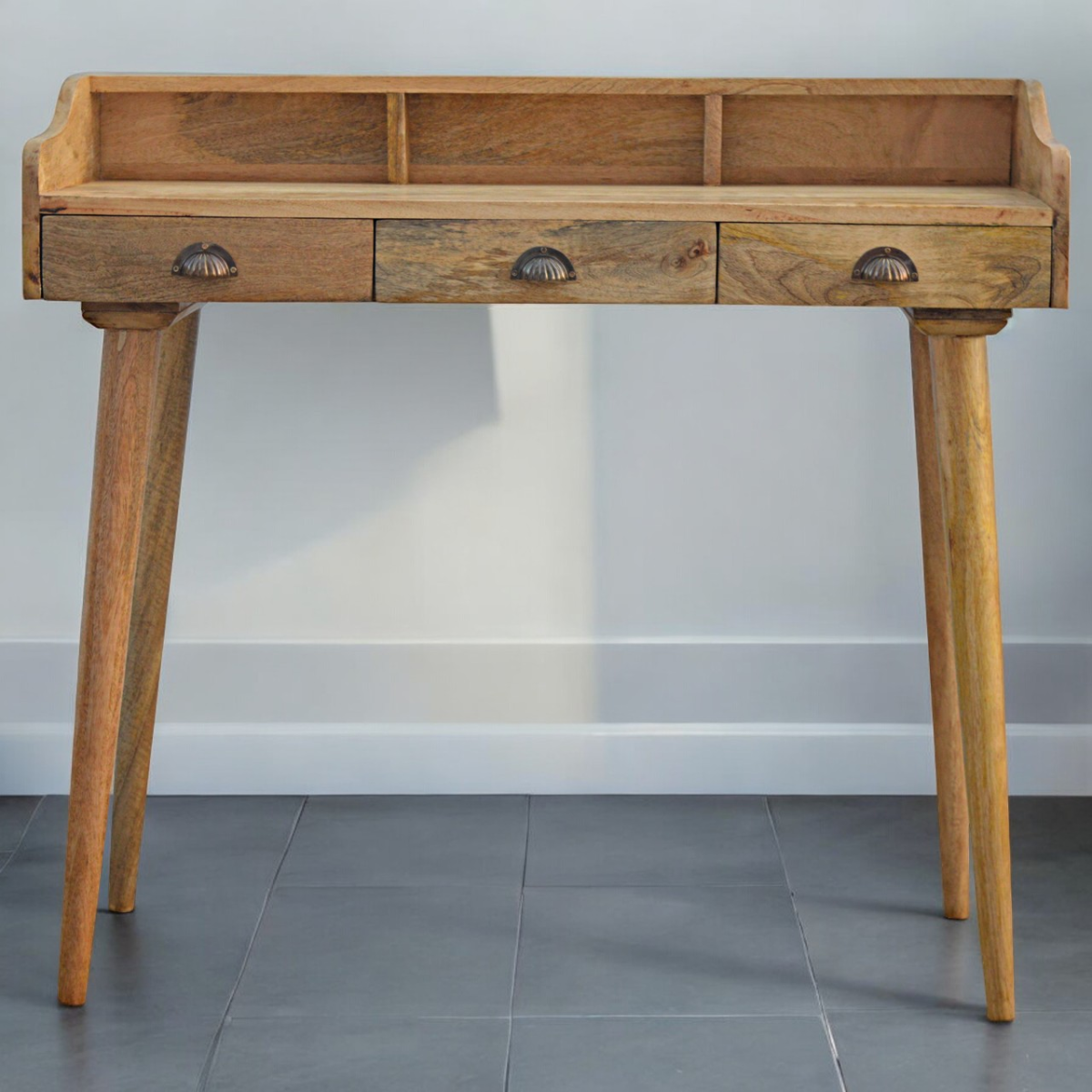 Artisan Furniture Solid Wood Gallery Back Shell Writing Desk