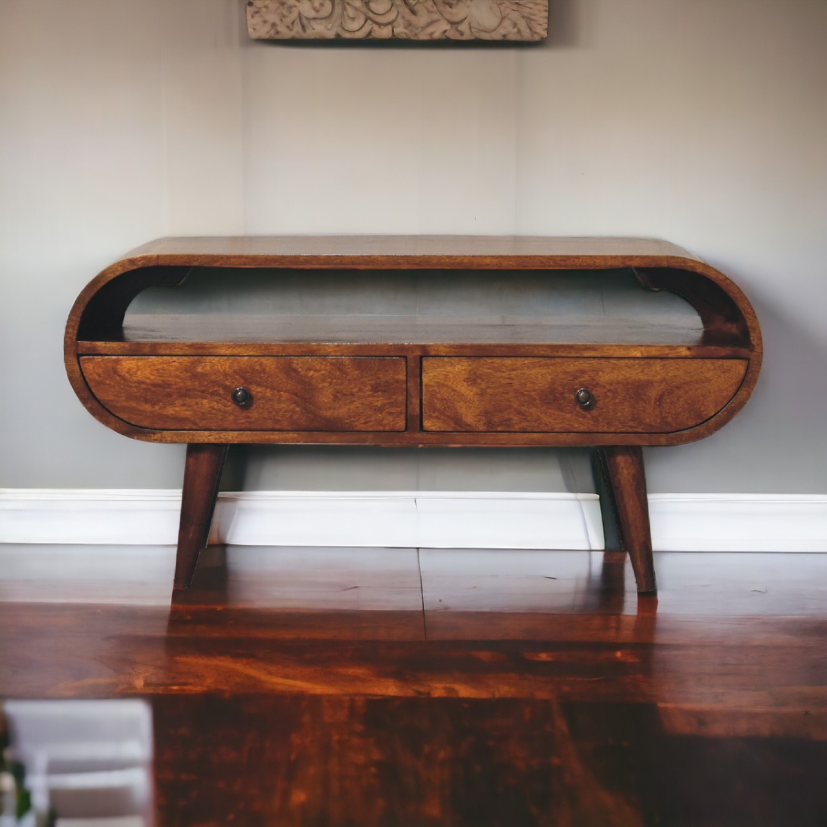 Artisan Furniture Solid Wood Chestnut Circular TV Stand