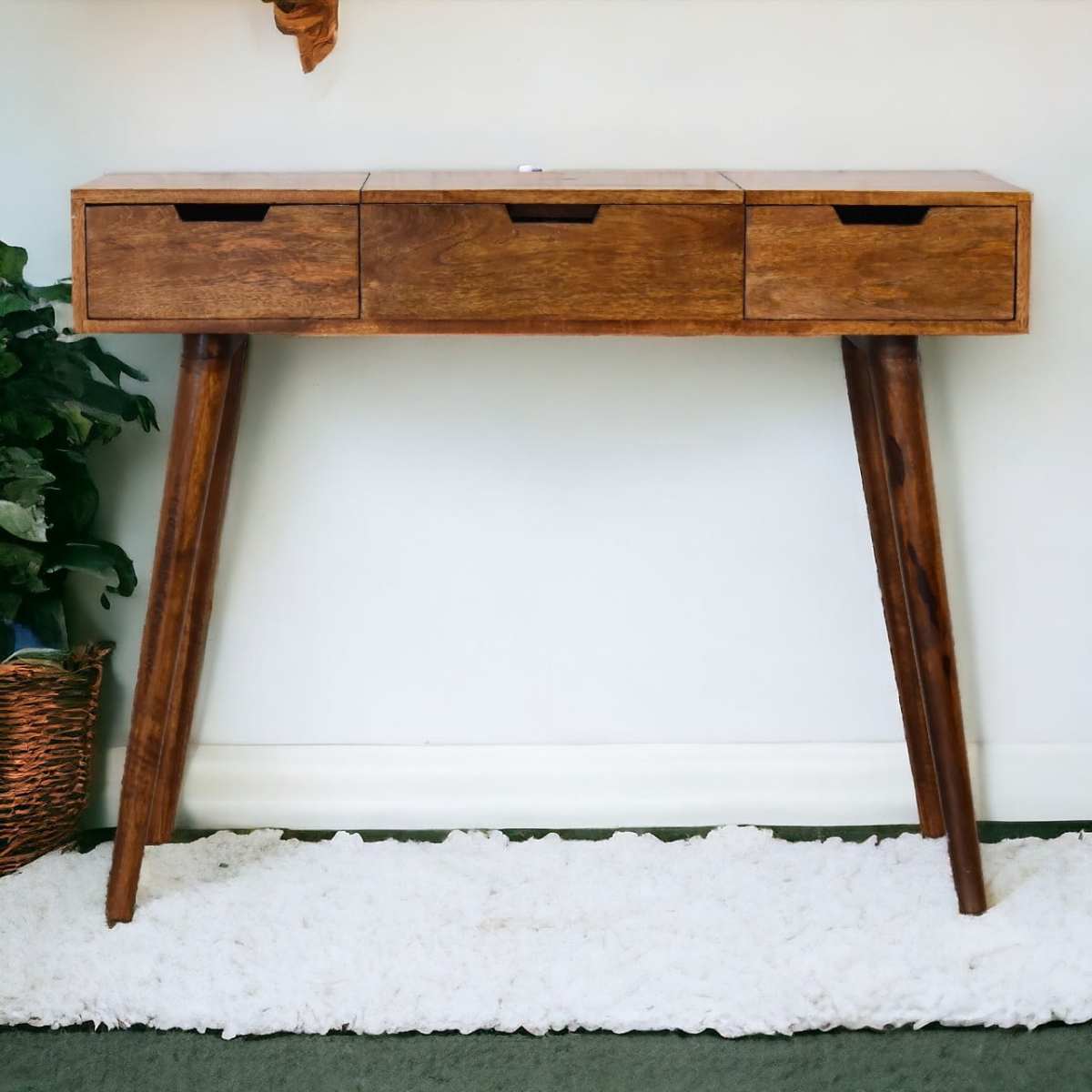 Artisan Furniture Solid Mango Wood Chestnut Foldable Mirror Table