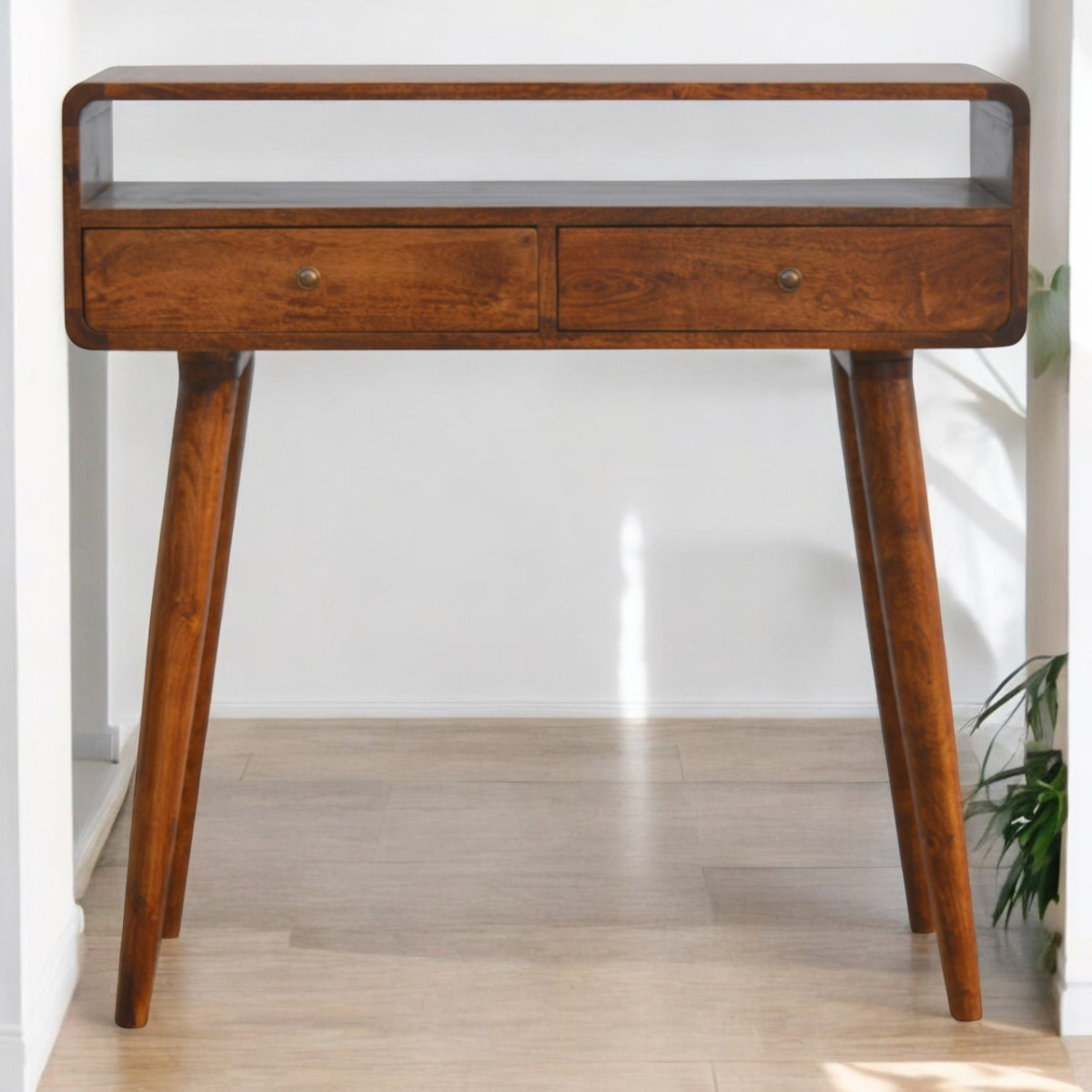 Artisan Furniture Solid Wood Curved Chestnut Console Table