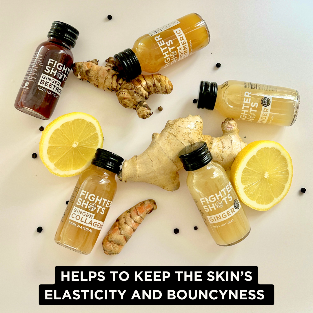 Fighter Shots Ginger + Marine Collagen Shot | 3,000mg Hydrolysed Collagen | 60ml | Single, 6-Pack or 12-Pack