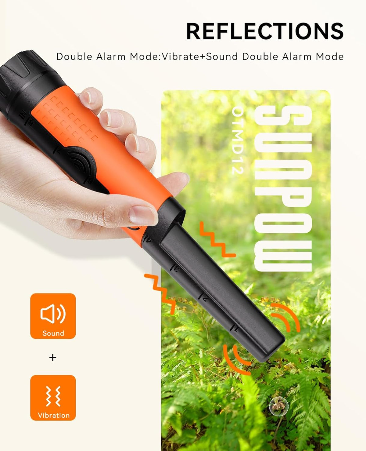 Metal Detector Pinpointer Waterproof 360 Detection Handheld SUNPOW OTMD12