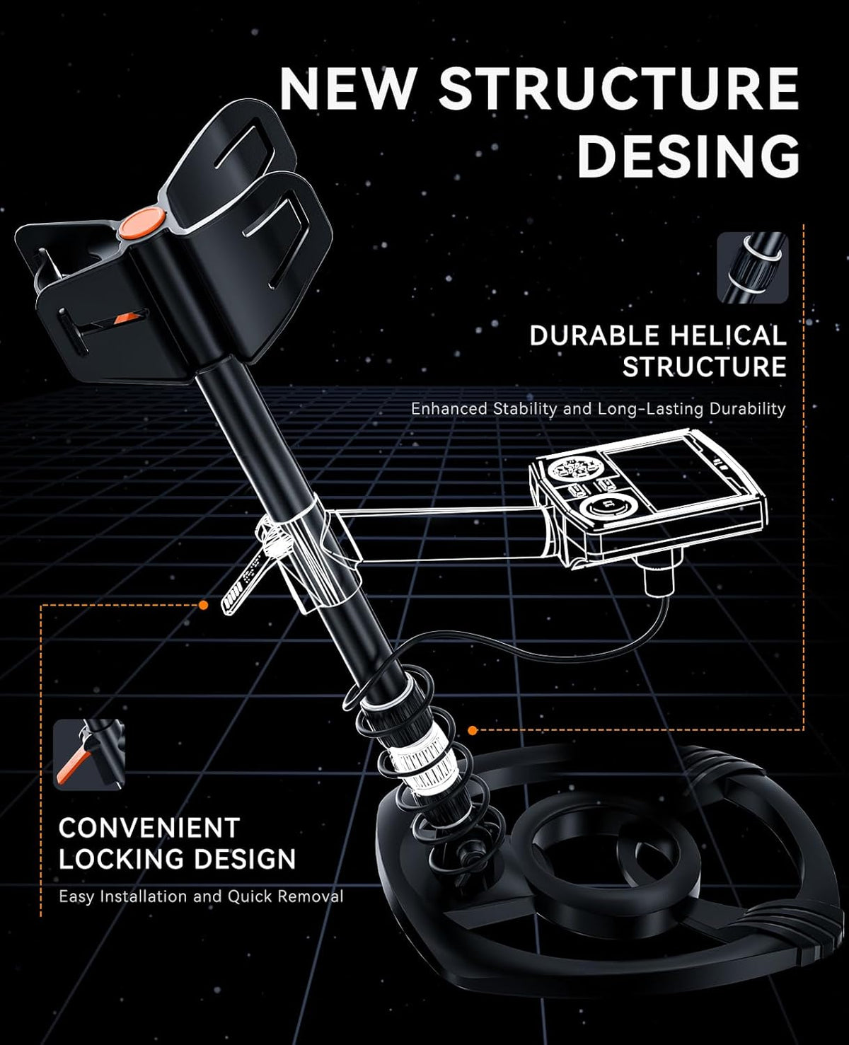 Professional Metal Detector Waterproof 30cm Coil Dual LCD SUNPOW