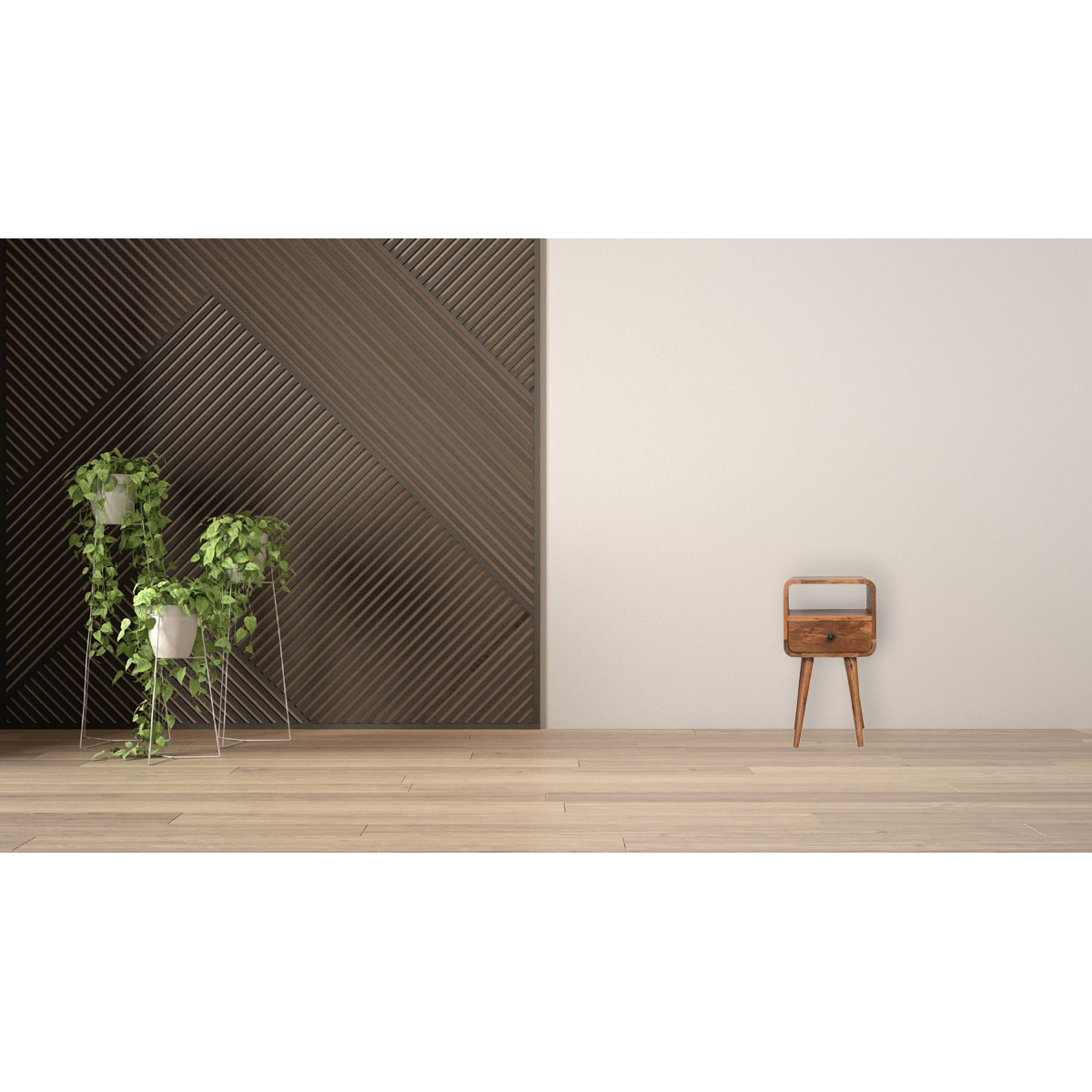 Artisan Furniture Solid Wood Mini Oakish Curve Open Bedside