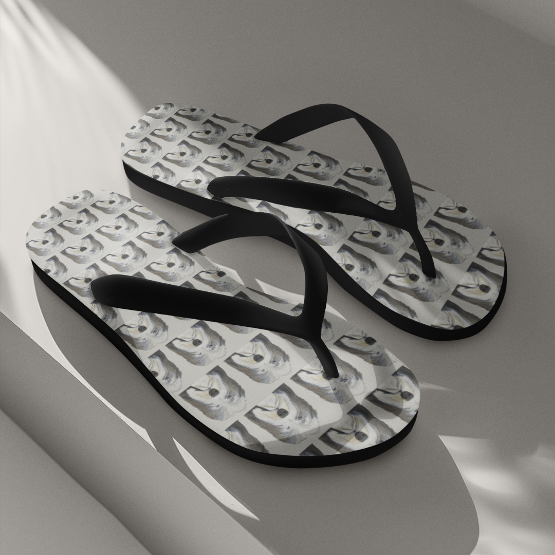 Bearded Collie Flip Flops: Walk on the Wild Side with Comfort and Chaos!
