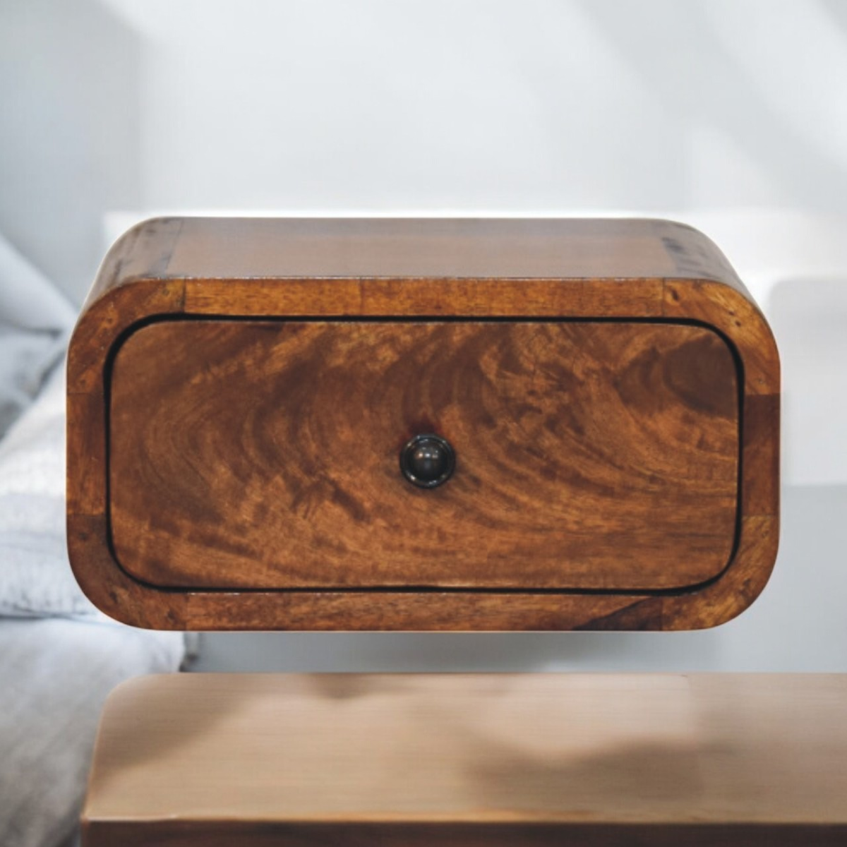 Artisan Furniture Solid Wood Avora Mini Wall-Mounted Chestnut 1 Drawer Nightstand