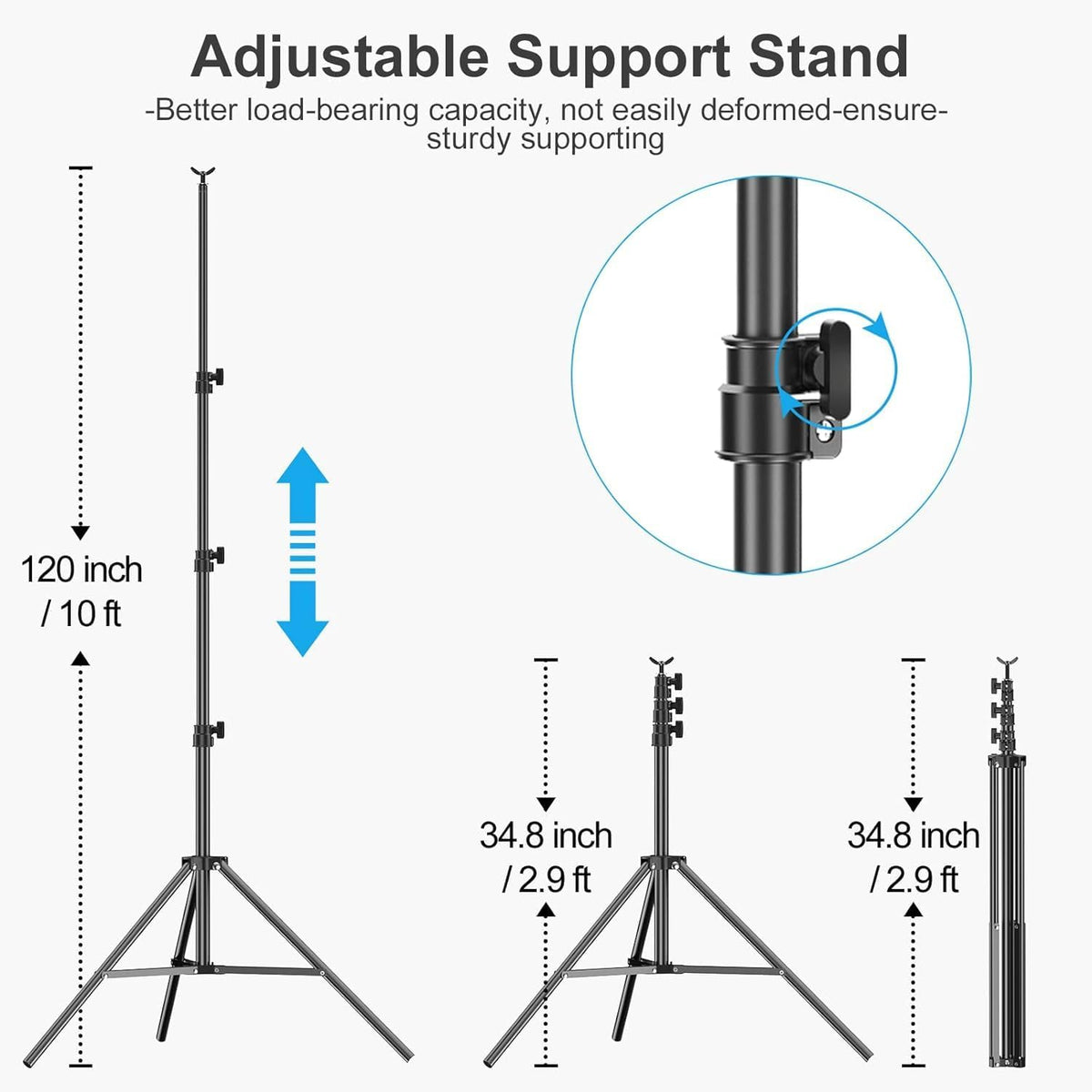 Large Photo Backdrop Stand 10x12ft Adjustable Support Kit for Studio EMART