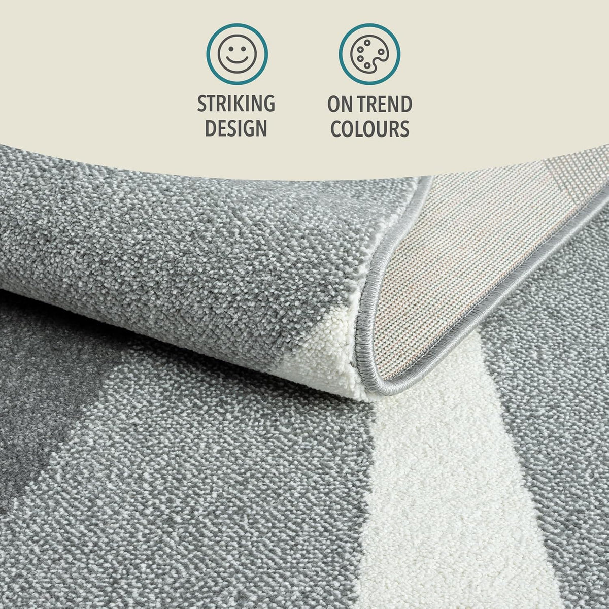 Medium Area Rug 160x230cm Swirl Pattern Vibrant Short Pile Natural