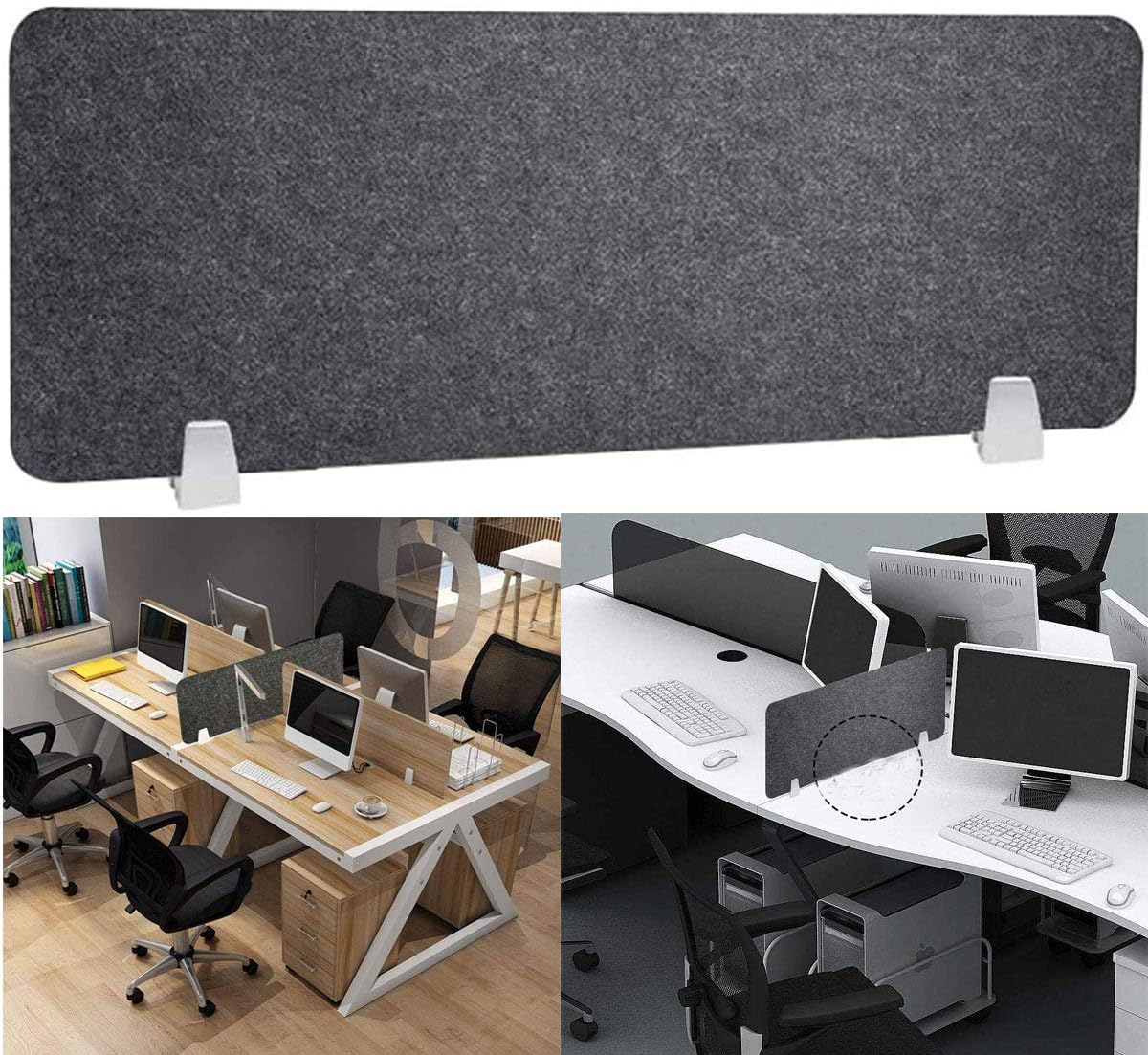 Acoustic Desk Divider 40x12 Inch Clamp On Noise Reducing Privacy Panel Nisorpa