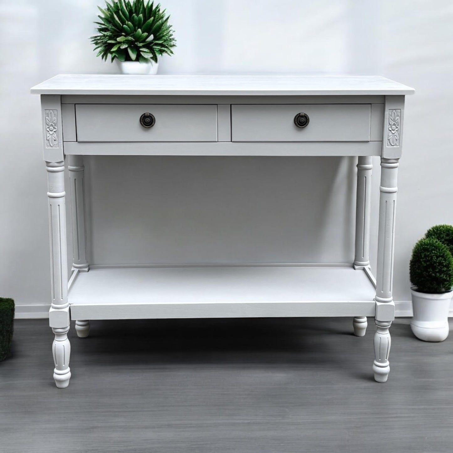 90CM 2 DRAWER SIDE TABLE