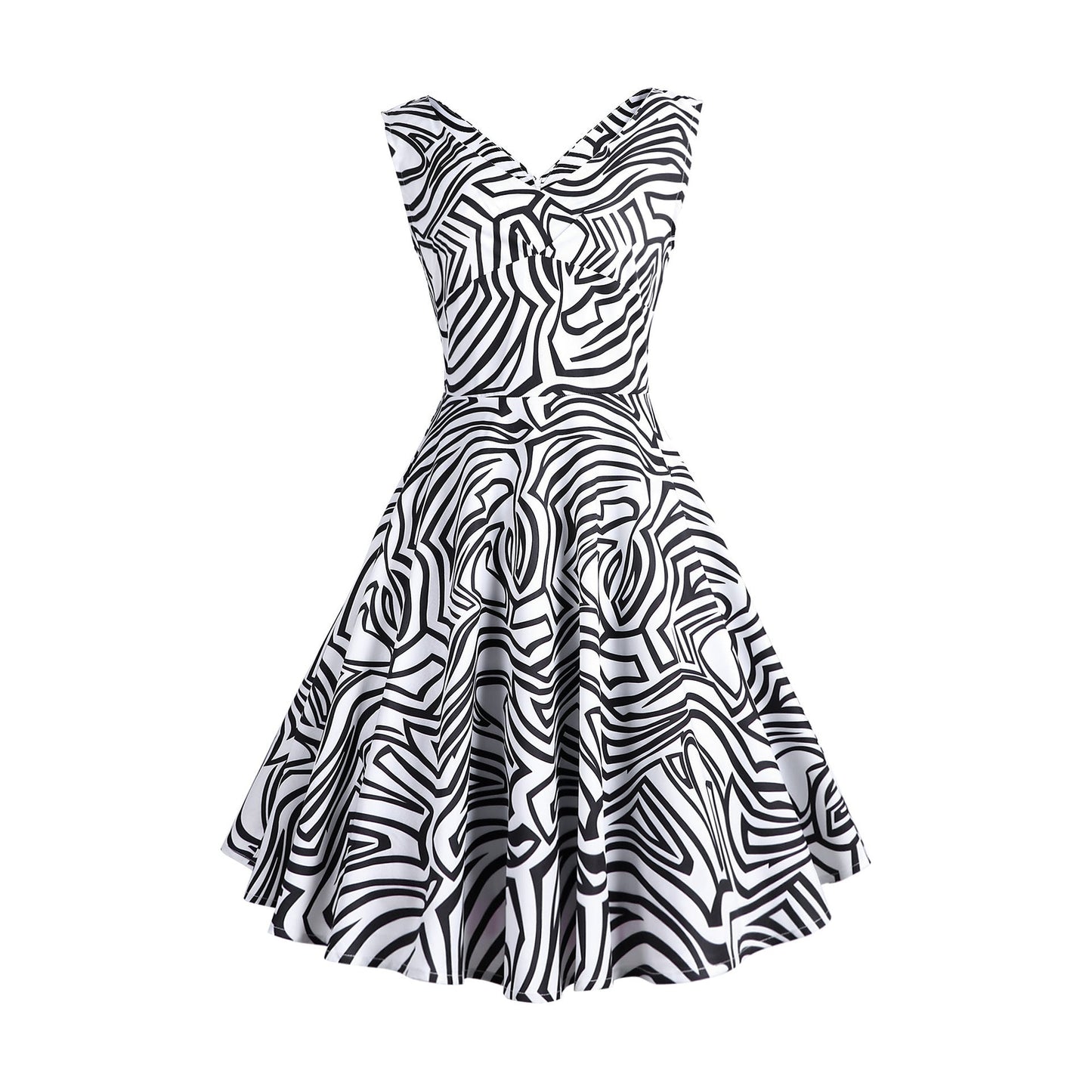Retro Printed Maxi Sleeveless Dress Women