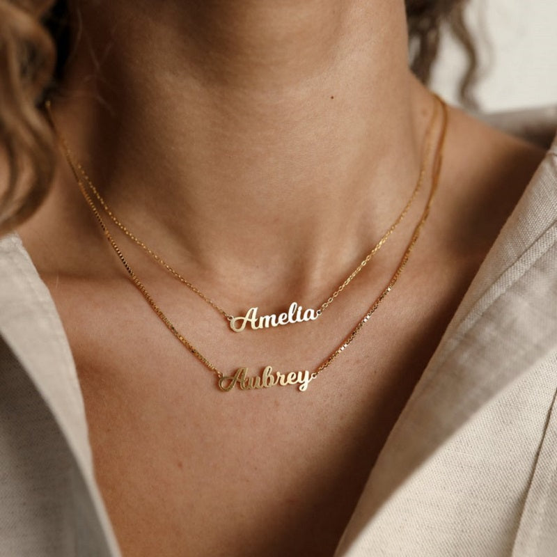 Stainless Steel Mother's Day Gift Female Jewelry English Letter Hand-painted Necklace