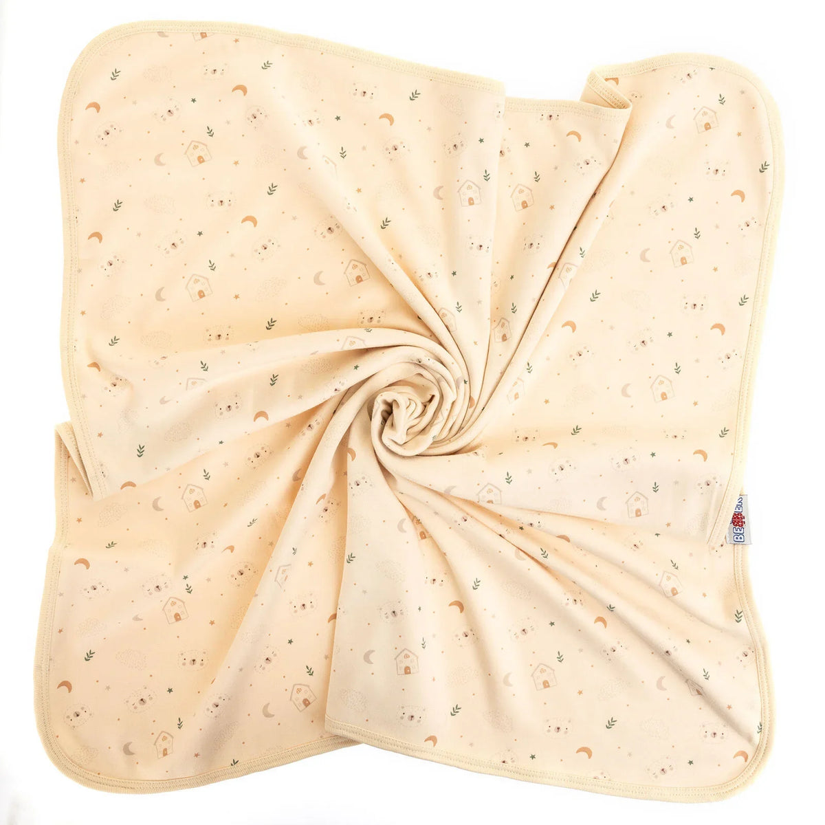 Bebbek Bear and House Print Jersey Baby Blanket (80 x 80 cm)