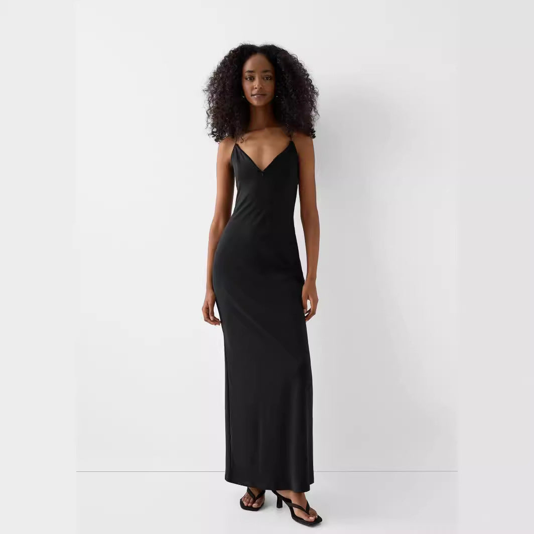 Sexy Trend V-neck Backless Slim Fit Sheath Suspender Skirt