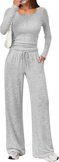 Two-piece Set Women's Long-sleeve Blouse Wide Leg Pants Fashion Casual Set