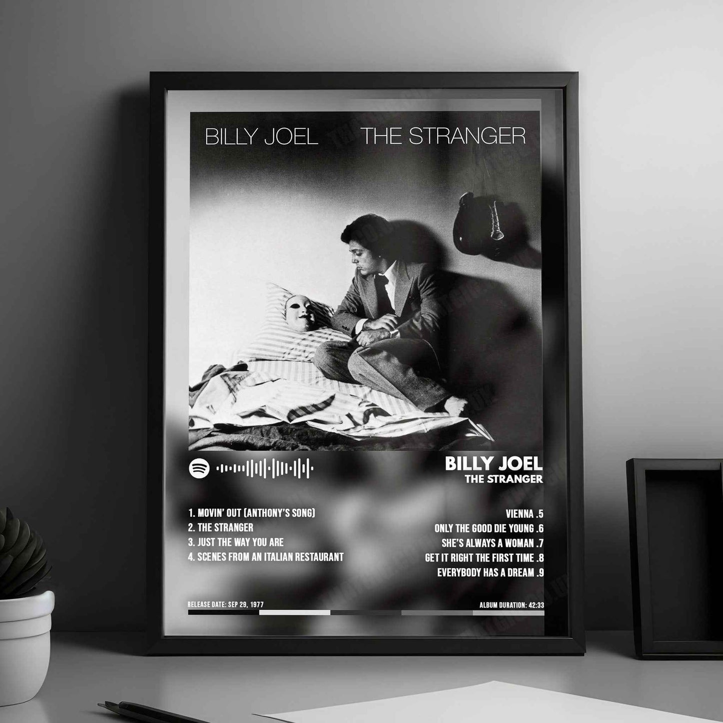 Billy Joel "The Stranger  " Album Cover Poster - with Complete Tracklist